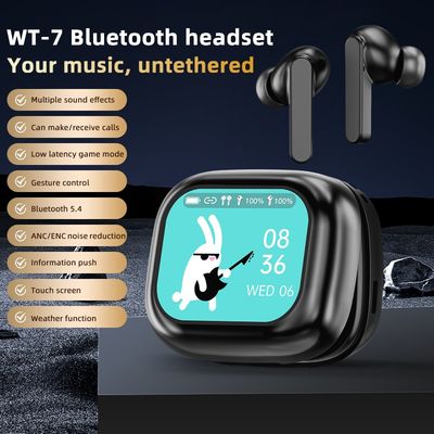 Καλή τιμή. Νέα Ακουστικά Full In Touch Screen ANC WT-7 Bluetooth 5.4 Ασύρματα InEar ENC με Μικρόφωνο σε απευθείας σύνδεση